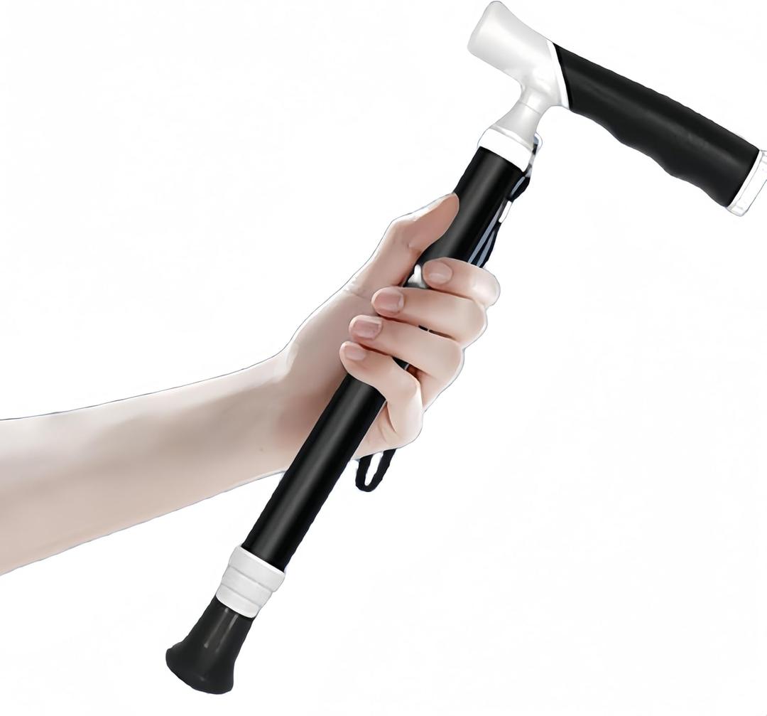 Walking Cane Adjustable Folding Lightweight Walking Canes for Men & Women Soft Ergonomic Handle Heavy Duty All Terrain Tip Walking Sticks for Seniors & Adults with Travel Bag