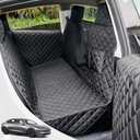 PETICON Dog Seat Covers for Tesla Model 3 & Y Back Seat with 2 Pack Door Protectors, 100% Waterproof Dog Hammock for Tesla with Mesh Window & Headrest Protection Prevents Scratches and Scuffs (black)