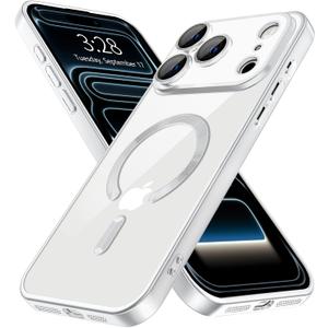 Hython Magnetic Clear for iPhone 17 Pro Case with Camera Lens Protector [Compatible with MagSafe] Luxury Plating Edge Slim Soft TPU Cover Protective Phone Case for iPhone 17 Pro 6.3"
