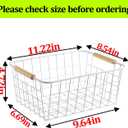 Metal White Wire Basket,Food Storage Organizer with Wooden Handles, pantry organizers and storage for Organizing Kitchen Cabinets Potato Onion, 2 Packs