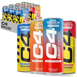 Cellucor C4 Performance & Smart Energy Drink Official Variety Pack | Zero Sugar Carbonated Preworkout Energy | 150+200mg Caffeine with Beta Alanine | 4 Flavors | 12 Fl Oz (12 Pack) Expired 07/31/2025