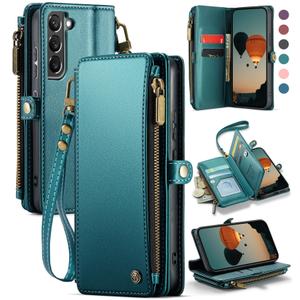 Defencase Compatible with Samsung Galaxy S21 5G Case Wallet with RFID Blocking Card Holder for Women Men, PU Leather Magnetic Snap Flip Zipper Strap Wallet Phone Case Fit for Galaxy S21 5G 6.2", Green