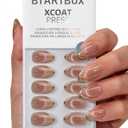 BTArtbox Press On Nails Short - Gold Drops, Lamp-Curable Gold French Tip Cat Eye Almond Press On Nails with Glue and Adhesive Tabs for Women in 16 Sizes - 32 Soft Gel Glue On Nails Kit