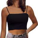 Women's Sexy Adjustable Spaghetti Strap Basic Cami Camisole Double Layer Tank Crop Tops Black X-Large (Black, XL)