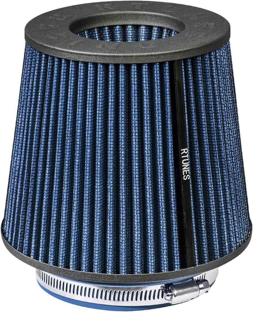 Rtunes Racing BLUE 2.5"-4" 63.5-102 mm Inlet Cold Air Intake Cone Replacement Performance Washable Clamp-On Dry Air Filter