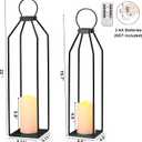 Perfnique Modern Farmhouse Lantern Decor, 19.7'' 22'' Set of 2 Black Metal Lanterns, 2 LED 6hr Timer Flickering Flameless Candles, Lanterns Decorative for Porch, Patio, Fireplace Mantle, Christmas