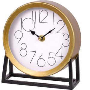Modern Golden Table Clock on Stand, Decorative Desk and Shelf Clock, Mantel Clock Farmhouse Clock Non-Ticking, Home Dcor for Living Room, Bedroom, Bedside, Desk, Gift Clock (Gold)