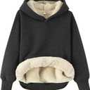 Gihuo Unisex Boys Girls Winter Sherpa Lined Hoodie Kid's Fleece Pullover Hooded Sweatshirt (S, DarkGrey)