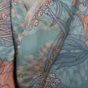 xxxiticat Women's Floral Print Ruffle Dress Long Lantern Sleeve High Neck Button Down Flared Lace Up Bandage Mini Dress M