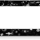Space Galaxy License Plate Frame Planets and Stars License Plate Holder Constellation Art Car Tag Frame License Plate Car Accessories 2 Holes Novelty Auto Car Tag Vanity Present