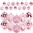 JULMELON 24PCS Large Christmas Balls Ornaments,60mm/2.4 in Shatterproof Plastic Decorative Xmas Tree Ornaments, Assorted Christmas Ball Ornaments for Wedding Mothers Day Party Decorations (Pink)