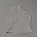 Womens Golf Shirt Sleeveless Polo Collared Tennis Shirts for Women Athletic Workout Cropped Tank Tops ,White ,L