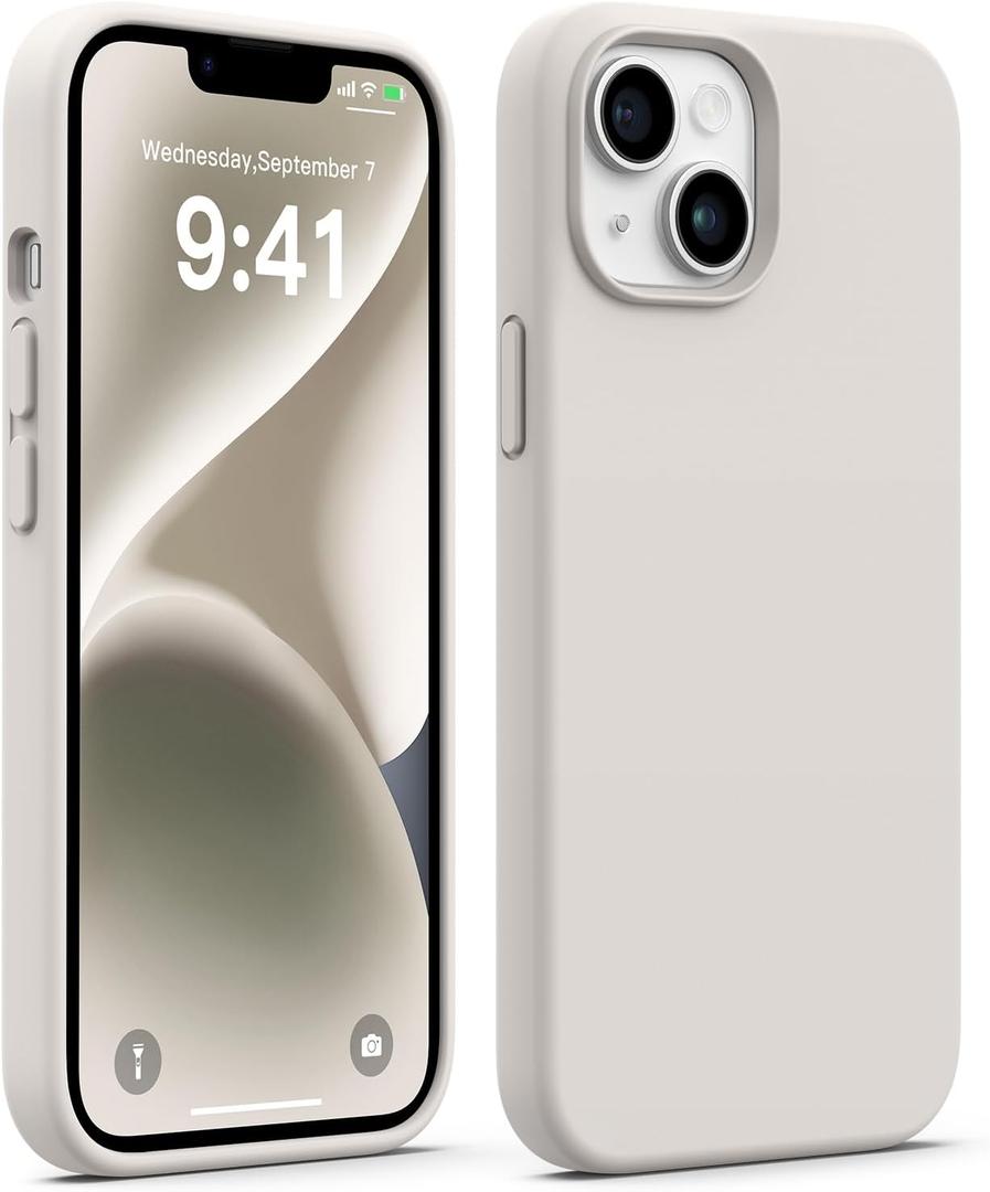 AOTESIER Compatible with iPhone 14 Case, Full Body Food-Grade Silicone Wear-Resistant, Anti-Drop Protection with Soft Anti-Scratch Microfiber Lining Phone Case for iPhone 14, 6.1 inch, Stone