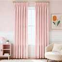 Pinch Pleat Baby Pink Velvet Curtains 90 inch Length 2 Panel Set for Living Room Modern Elegant Plush Velvet Luxury Fabric Room Darkening Pleated Window Drapes Nursery Girls Bedroom Curtain Light Pink
