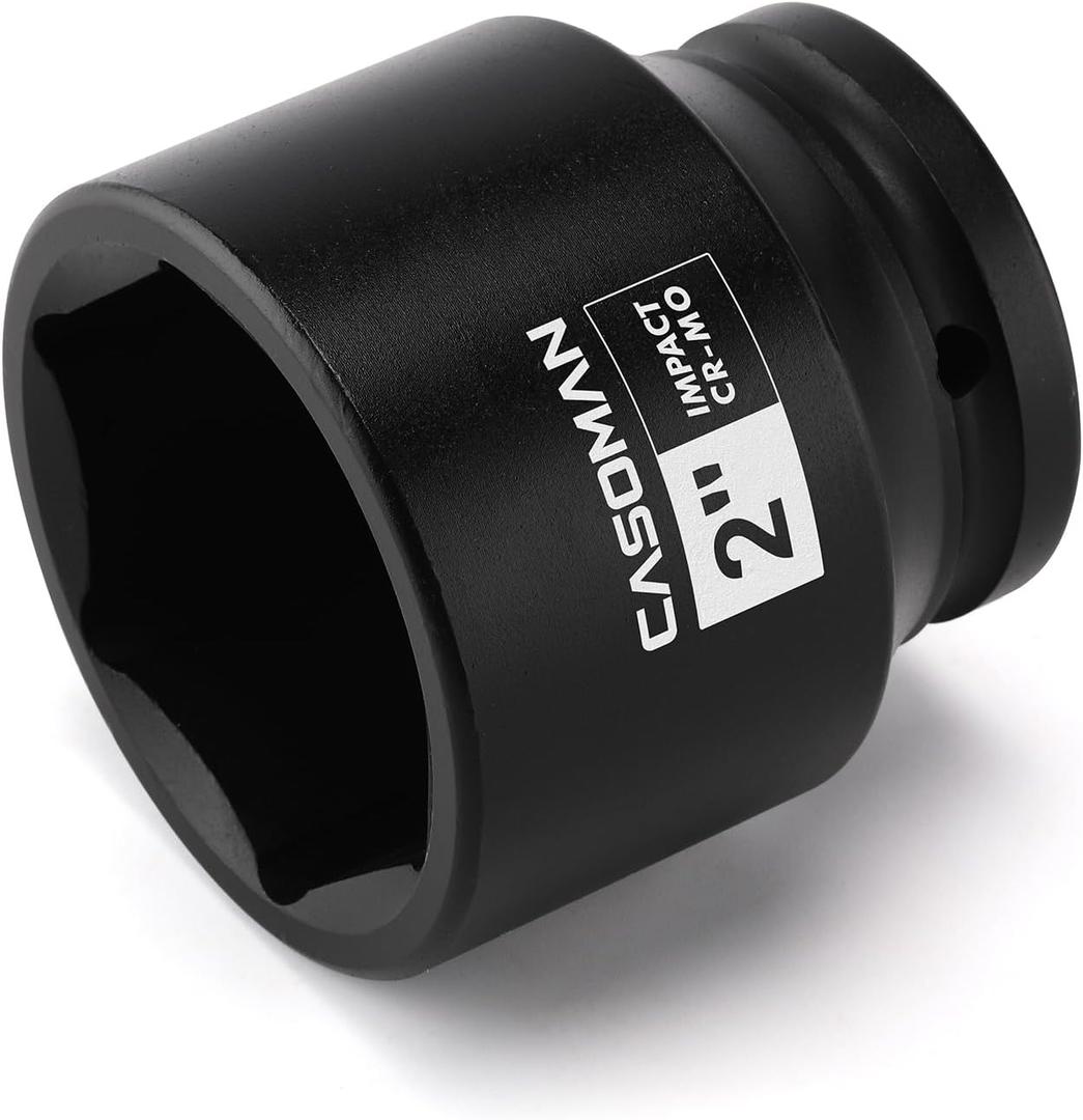 CASOMAN 3/4"Drive 6PT Standard Impact Socket-2", SAE, CR-MO, Shallow/Jumbo Socket, Axle Nut Socket for Easy Removal of Axle Shaft Nuts