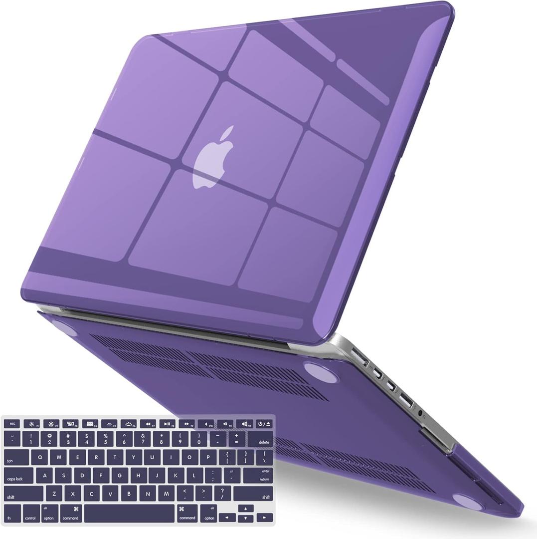 IBENZER Compatible with MacBook Pro 13 Inch Case 2015 2014 2013 end 2012 A1502 A1425, Hard Shell Case with Keyboard Cover for Old Version Mac Pro Retina 13, Crystal Purple, R13CYPU+1