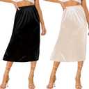 Ellames Women's 2 Pieces Half Slips for Under Dresses Satin Long Underskirt Half Slip Shirt Skirt Extender (XXXL)