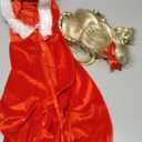 Kuberas Christmas Costumes for Kids Girls 7PCS Christmas Velvet Cape Dress Wig Accessories Halloween Christmas Cosplay Outfit Size 140 kids