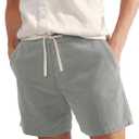 PLEPAN Mens Corduroy Shorts 5 Inch Casual Elastic Waist Drawstring Lightweight Summer Beach Shorts with Pockets (Gray, XXL)