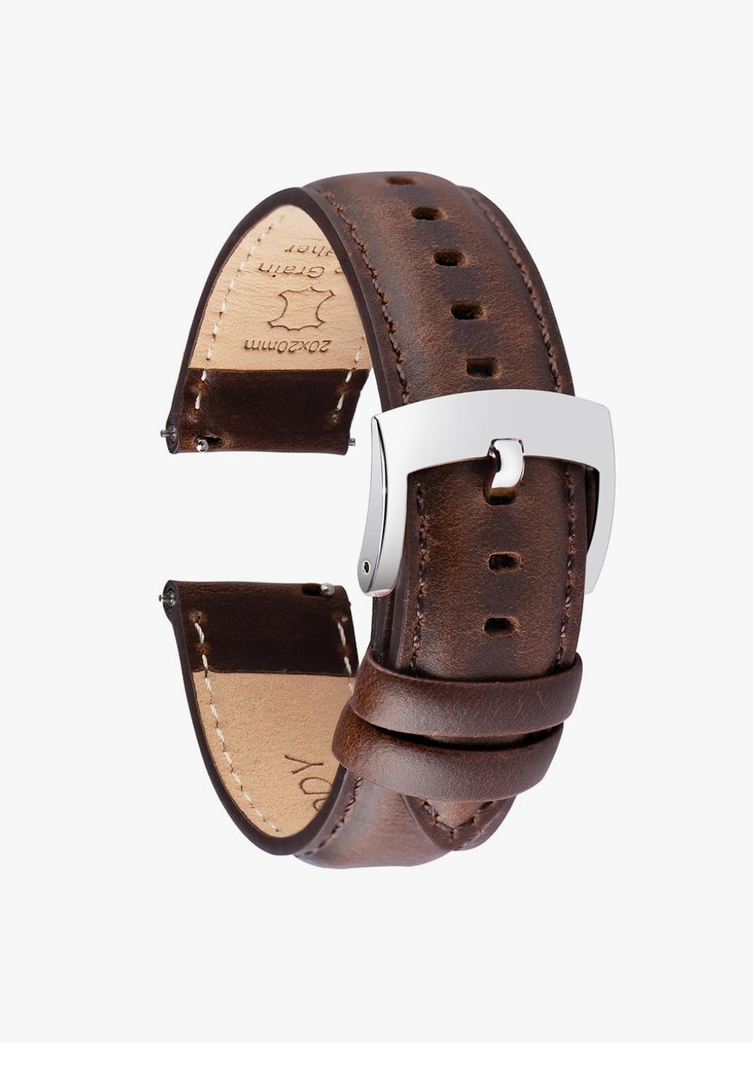 Leather Watch Bands Quick Release, Elegant Top Grain Leather Watch Straps for Men & Women, Choice of Color & Width - 21mm Wristbands Bracelet for Watch & Smartwatch