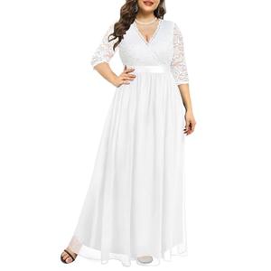 Plus Size Wedding Dress Bride Women White Wrap Maxi Lace Chiffon Long Bridal Shower Reception Prom Photoshoot Gowns 24W