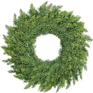 MEUIS Real Touch Cedar Wreath - 22 Inch Outdoor Traditional Artificial Greenery Wreath for Front Door Windows Indoor Weatherproof Holiday Decor