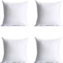 16 x 16 inches Pillow Inserts, Set of 4 Hypoallergenic Brushed Microfiber Liner Down Alternative Filled Square Cushion Throw Pillow, White 