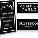 3 PCS Celebration of Life Decoration Wooden Funeral Table Signs Wood Share Memory Sign Guest Book Funeral Memorial Table Condolence(Black)