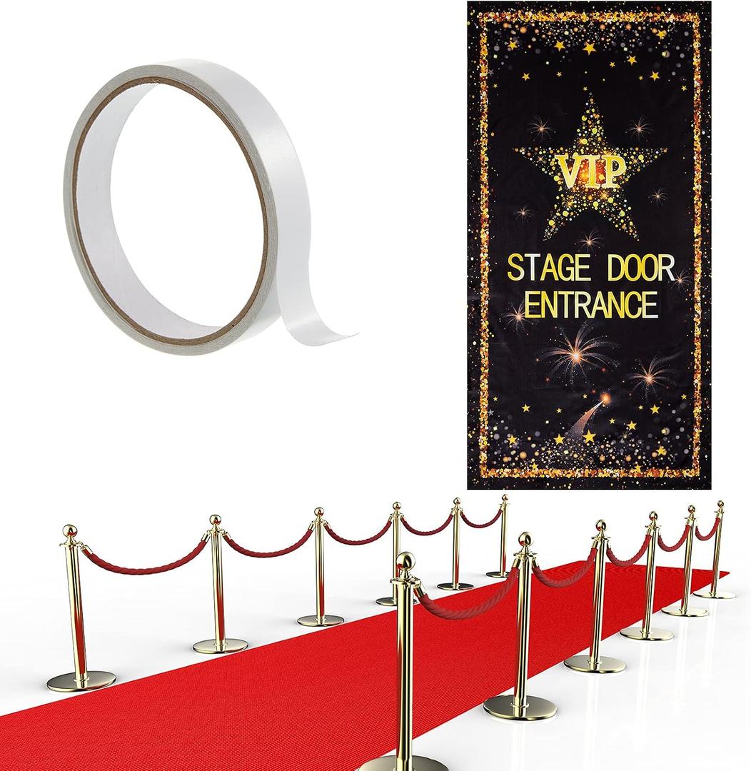 Timtin Red Carpet Runner for Party VIP Stage Door Entrance Cover Movie Night 55 GSM Thickness 2.6 x 15 ft Red Aisle Runner Rug Carpet for Photography Backdrop Wedding Film Graduation Birthday Decor
