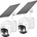 ZUMIMALL Security Cameras Wireless Outdoor - 2 Packs, 360View Outdoor Camera Wireless Solar Powered,2.4G WiFi, Spotlight/Siren//3MP Color Night Vision/AI Detection/IP66/Cloud/Alert, Work with Alexa