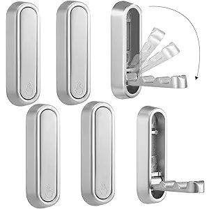 Dntorx Folding Coat Hooks, 4 Pcs Foldable Silver Wall Hooks Heavy Duty Foldable Hook Bathroom Towel Hooks Robe Hooks Wall Mounted for Hanging Coat Towels Clothes Hat Bags Keys
