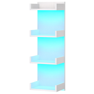 HOOBRO Floating Wall Shelves with LED Lights, Floating Shelf Wall Mounted for Storage, Vertical Display Stand, Modern Column Rack, for Bedroom, Livingroom, 4-Tier, 35.8 Inches, White, WT41DBJ01