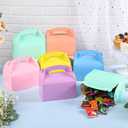 36 x DjinnGlory 36-Pack Pastel Party Favor Treat Boxes with Handles, Rainbow Colors Goodie Boxes Perfect for Birthdays, Weddings, Baby Showers, and Special Events 6.18 x 3.58 x 3.38 Inches