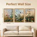 Framed Wildflower Canvas Wall Art Botanical Home Decor 3Pcs 24x16 Inch