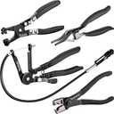 Toolwiz 4 Pcs Hose Clamp Pliers, Spring Coolant Radiator Hose Clamp Pliers Automotive Tools, Includes 27" Long Reach Wire Spring, Flat Band, Remover, Clic-R Type Hand Tools