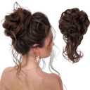 Messy Bun Hair Piece & Curly Hair Bun Scrunchie for Women - Elastic Hair Band & Curly Chignon Ponytail Hairpiece - Daily Wear (Medium Brown)