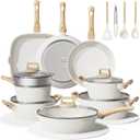 24Pcs Pots and Pans Set Non Stick,Ceramic Cookware Set with Titanium-Reinforced Nonstick Coating,Long-Lasting,PFAS-Free,Induction Compatible,Full Kitchen Set with 3 Stock Pots for Family Cooking
