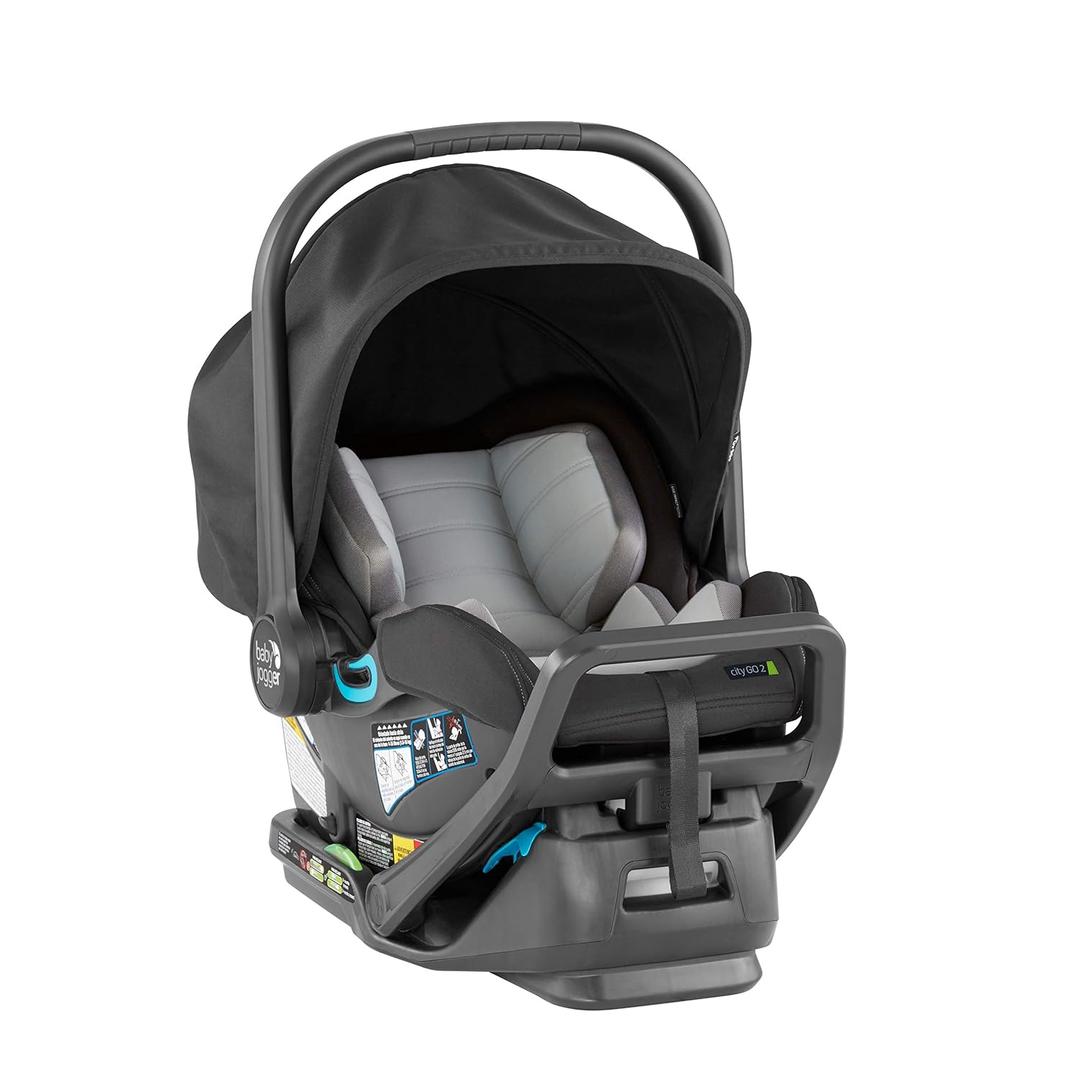 Baby Jogger City Go 2 Infant Car Seat, Baby Travel Car Seat, Included RapidLock Carseat Base, Pike Exclusive Includes Leatherette Handlebar and Premium Fabrics, Slate, Mfd:  01/04/2024