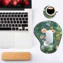 DOOKE Ergonomic Mouse Pad with Wrist Support, Cute Mouse Pads with Non-Slip PU Base for Home Office Working Studying Easy Typing & Pain Relief Dark Green Floral