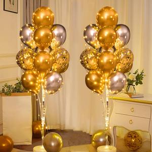 Balloon Stand Kit for Floor with String Light 2 Set Gold and Silver Centerpieces Balloon Holder Decoration for Wedding Adult Birthday Party Bachelorette Party Graduation