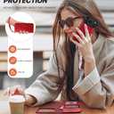 OCASE for iPhone 17 Pro Detachable Wallet Case with Card Holder, 2 in 1 PU Leather Flip Folio with RFID Blocking Stand Wrist Strap Shockproof Phone Cover 6.3 Inch 2025, Red