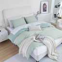 Oli Anderson King Comforter Set, 3 Pieces Green Gingham Bed Comforter King Size, Reversible Lightweight Fluffy Checkered Bedding Set with 2 Pillowcases for All Seasons (Light Green Gingham, King)