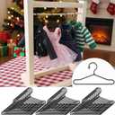 Jenaai 50 Pcs Doll Clothes Hanger 2.56 in Metal Black Doll Outfit Hanger Mini Clothes Hangers for Wardrobe, Dresses, Skirts, and Accessories