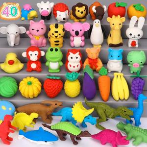 Arscniek 40 Pack 3D Puzzle Animal & Food Erasers for Kids, Take Apart Mini Pencil Erasers, Bulk Party Favors, Classroom Prizes, Treasure Box & Stocking StuffersAmazon's Choice