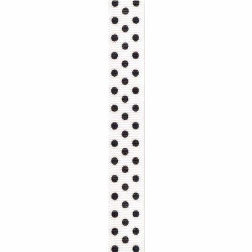 Offray Colored Confetti Dot Grosgrain Craft Ribbon, 5/8-Inch x 9-Feet, White & Black
