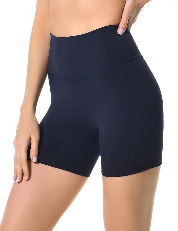 YUNOGA Women's High Waist Athletic Shorts 6" Inseam Yoga Shorts No Front Seam Workout Running Biker Shorts XS