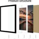 24x30 Picture Frame Set of 4, 24 x 30 Wood Photo Frames with Mat for 18x24, Wooden Frame for Wall and Tabletop Display, Black, 24x30-4Pack