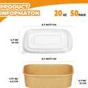 Kaderron 50 Pack 20 OZ Large Paper Bowls with Lids with Spoons and Forks, Heavy Duty Disposable Meal Prep Containers for Party, Soak-Proof and Microwave Safe for Hot/Cold Use