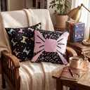 2 Pcs Composition Bow Throw Pillow Covers 18'' x 18'' Pastel Bow Knot Classroom Decor Back to School Pillow Cases Dots Pillowcases for Couch Bedroom Living Room
