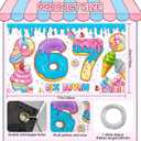 Kosydwon Basic 6 7 Meme Birthday Backdrop for Boys Girls - 7x5FT Polyester Funny Six Seven Donut Party Decorations - Thick Fabric Photo Booth Background Banner for Kids Teens Adults